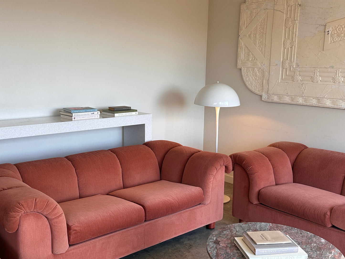 Vintage Dusty Pink Custom Made Sofas, 80's