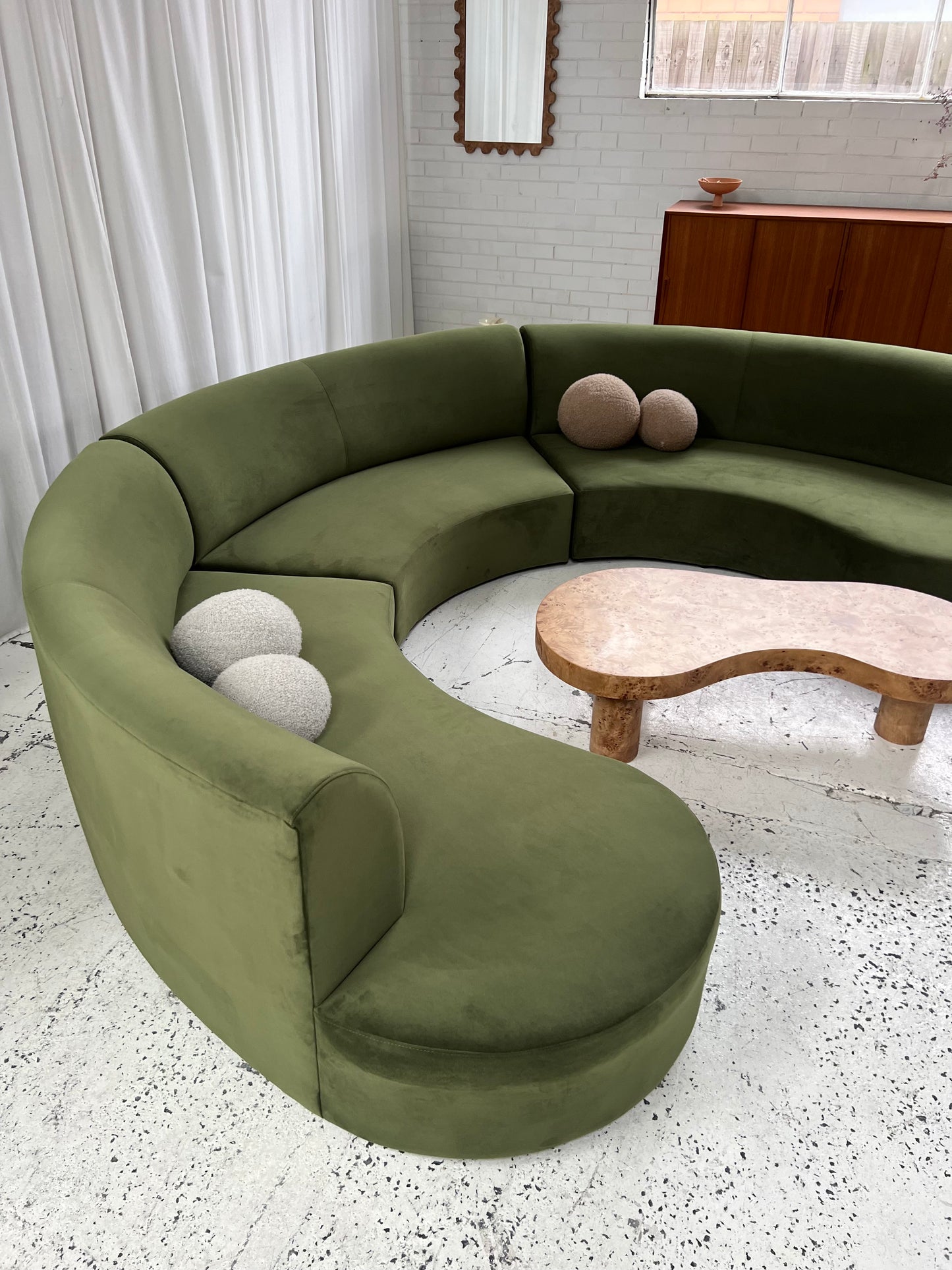 Bespoke Green Curved Modular Sofa