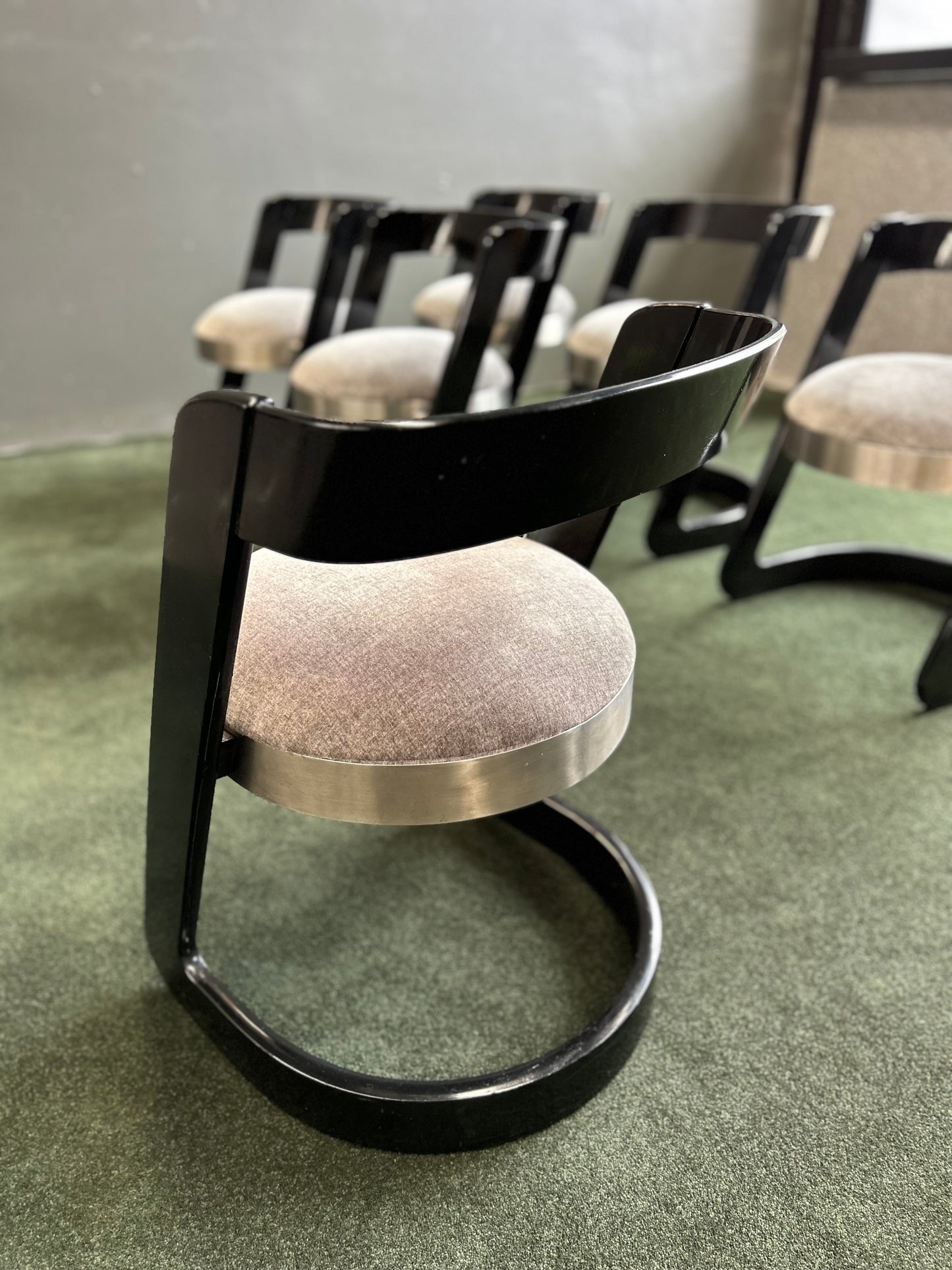 Set of 6 Willy Rizzo Chairs and Table, for Mario Sabot, Italy, 1970s