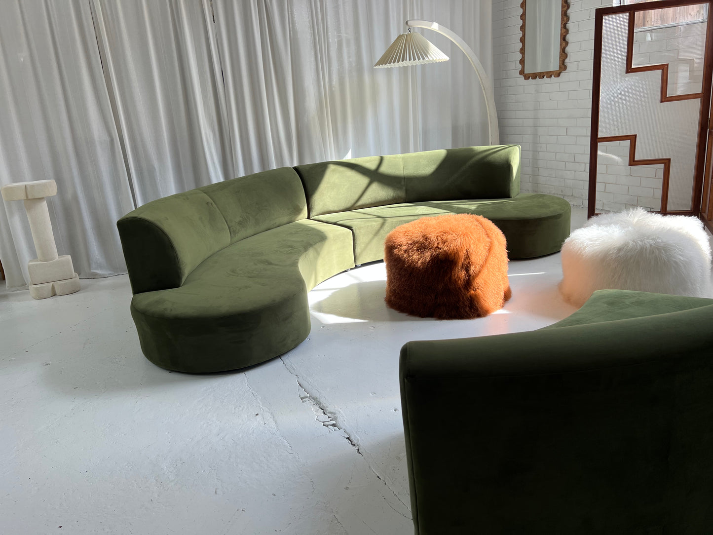 Bespoke Green Curved Modular Sofa