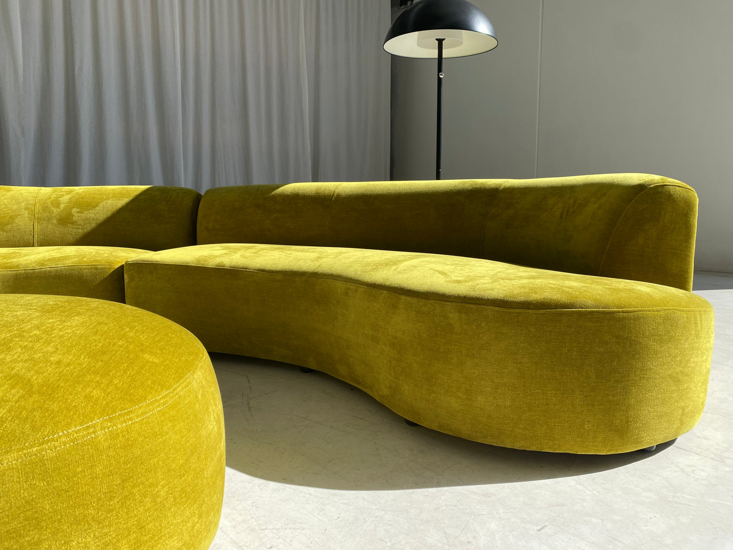 Large Bespoke Chartreuse Sofa with Ottoman