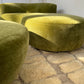 Green Velvet Sofa with Ottoman
