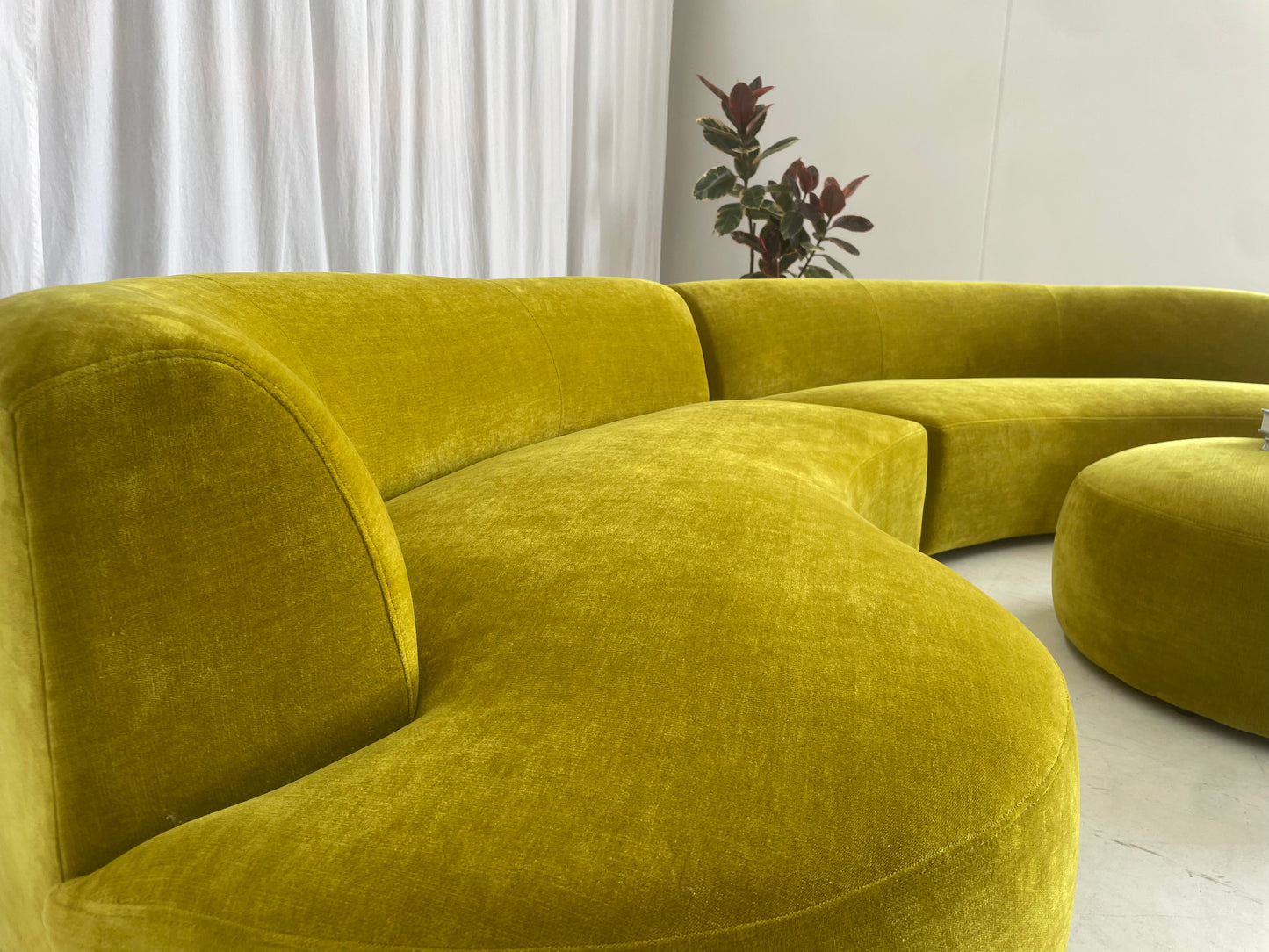 Large Bespoke Chartreuse Sofa with Ottoman