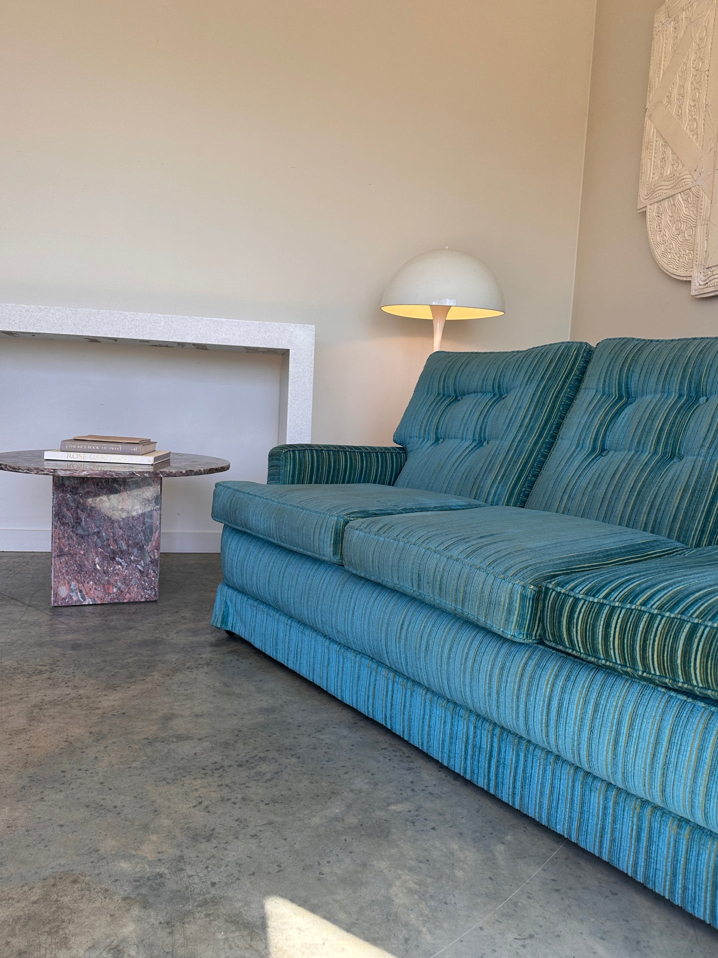 Vintage Blue / Green Striped Midcentury Sofa, 60’s
