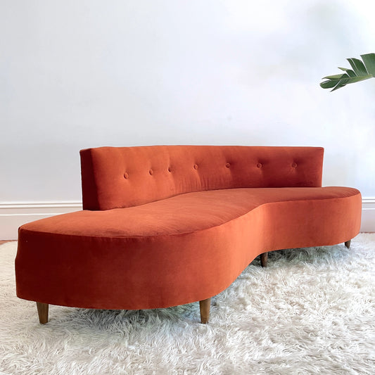 Orange Velvet Rosando Sofa