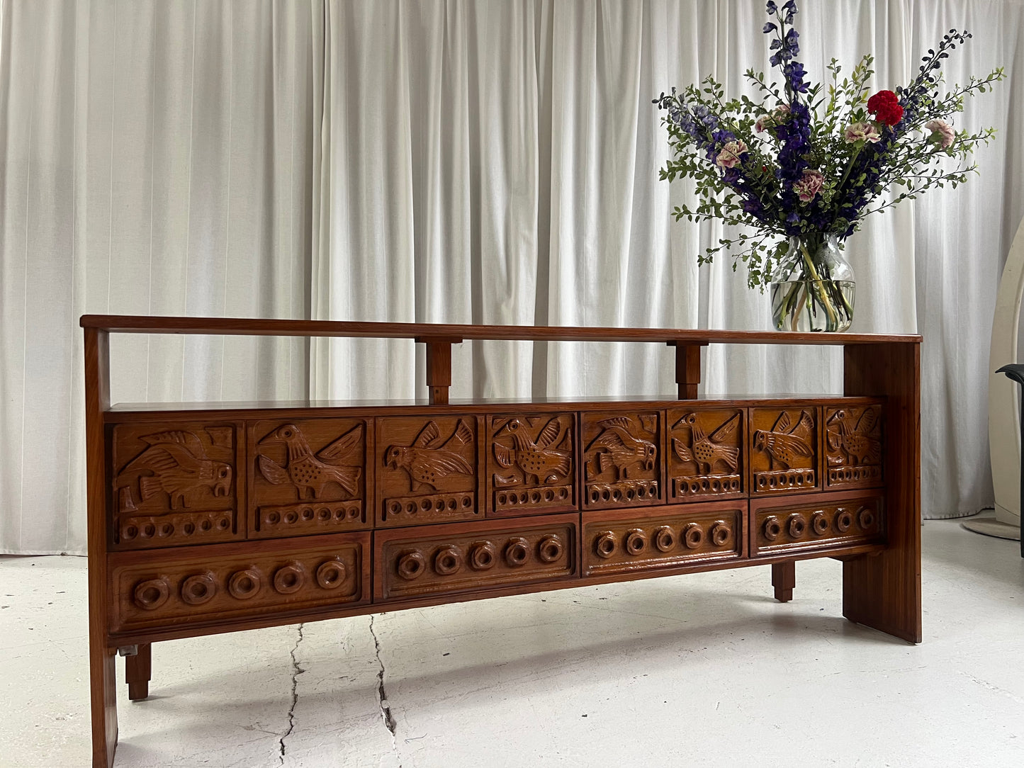 Vintage Carved Wooden Sideboard / Room Divider
