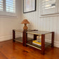 Pair of vintage timber and brass side tables