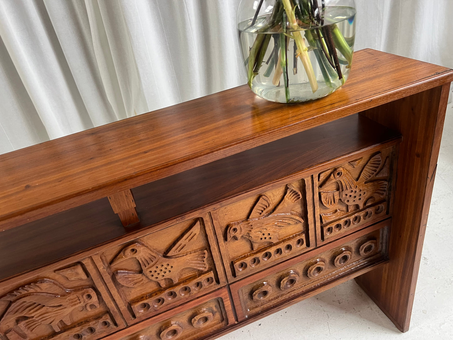 Vintage Carved Wooden Sideboard / Room Divider