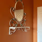 Vintage Tole Hand Painted Mirror with Shelf