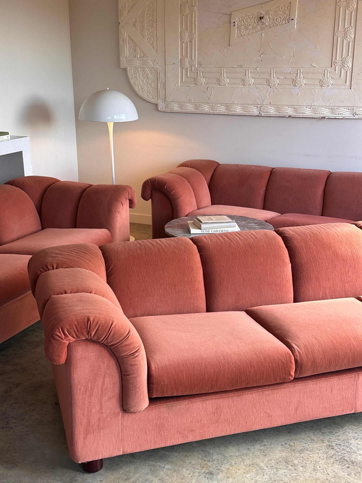 Vintage Dusty Pink Custom Made Sofas, 80's