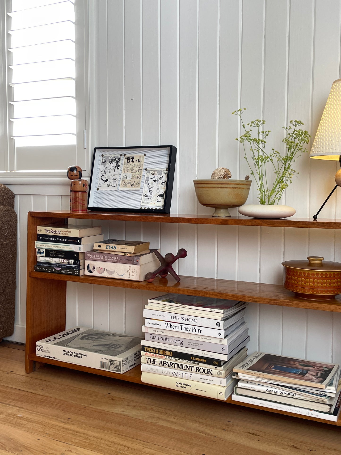 Vintage timber book shelf