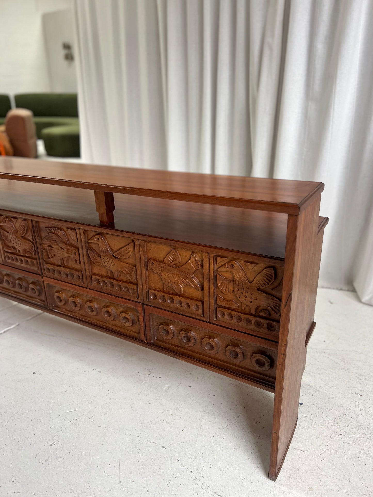 Vintage Carved Wooden Sideboard / Room Divider