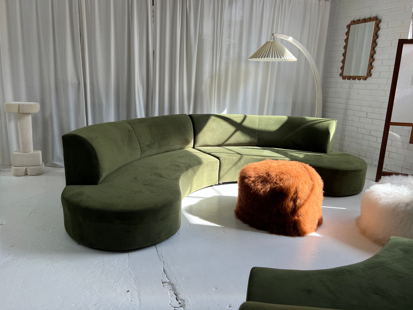 Bespoke Green Curved Modular Sofa
