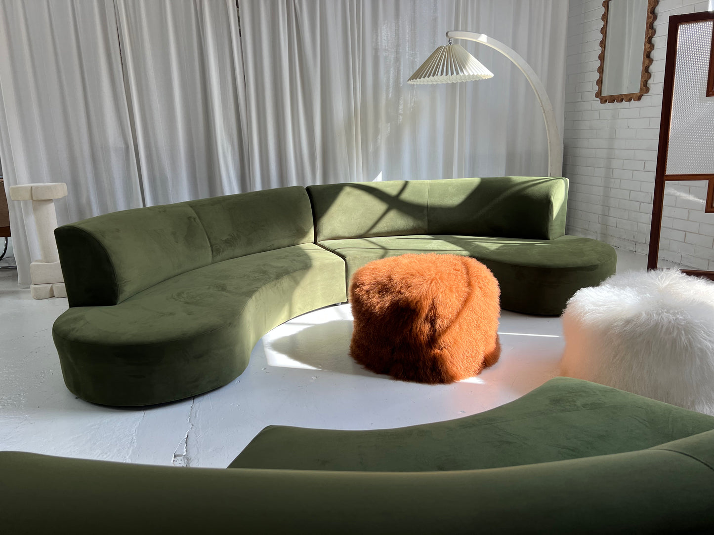 Bespoke Green Curved Modular Sofa