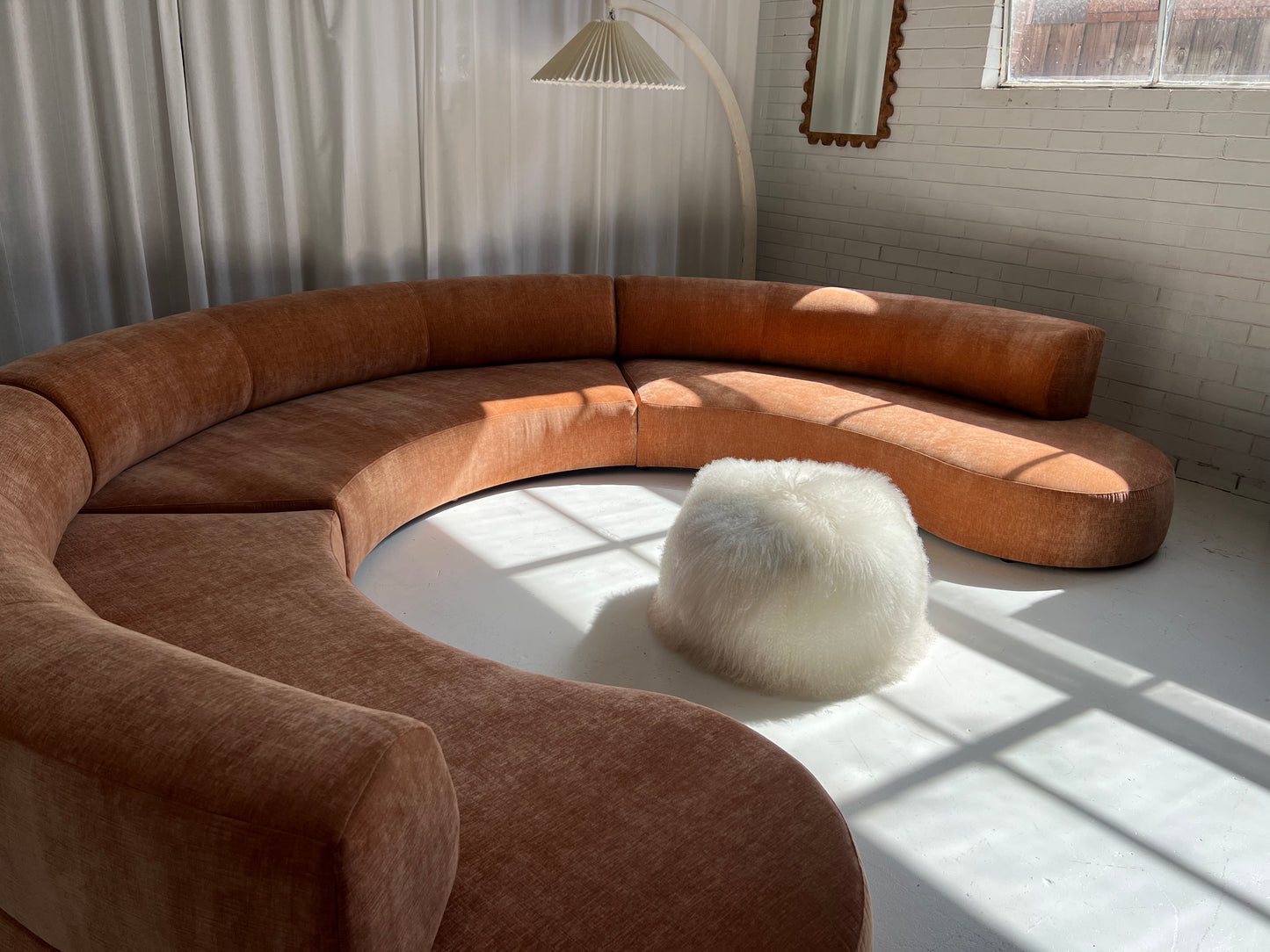 Bespoke Blush Velvet Curved Modular Sofa