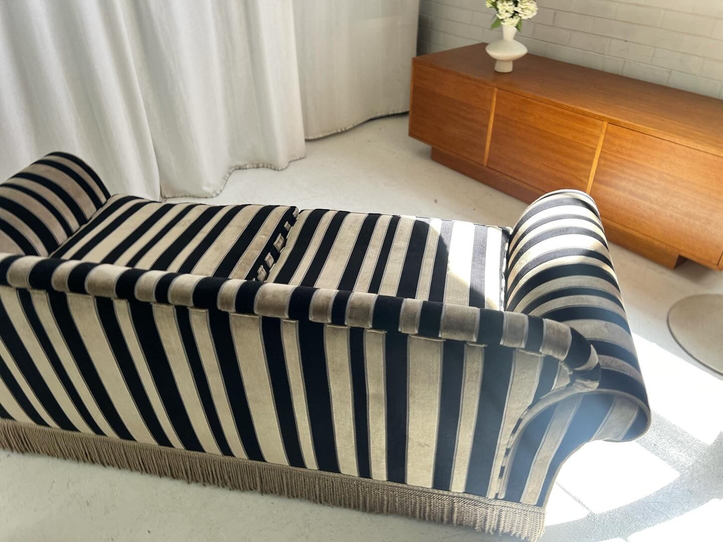 Vintage Stripe Velvet Sofa