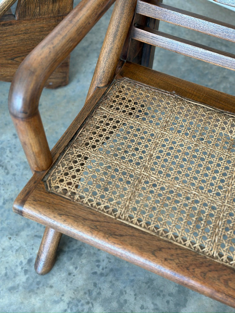 Vintage Burmese Teak and Rattan Easy Chair - Two Available