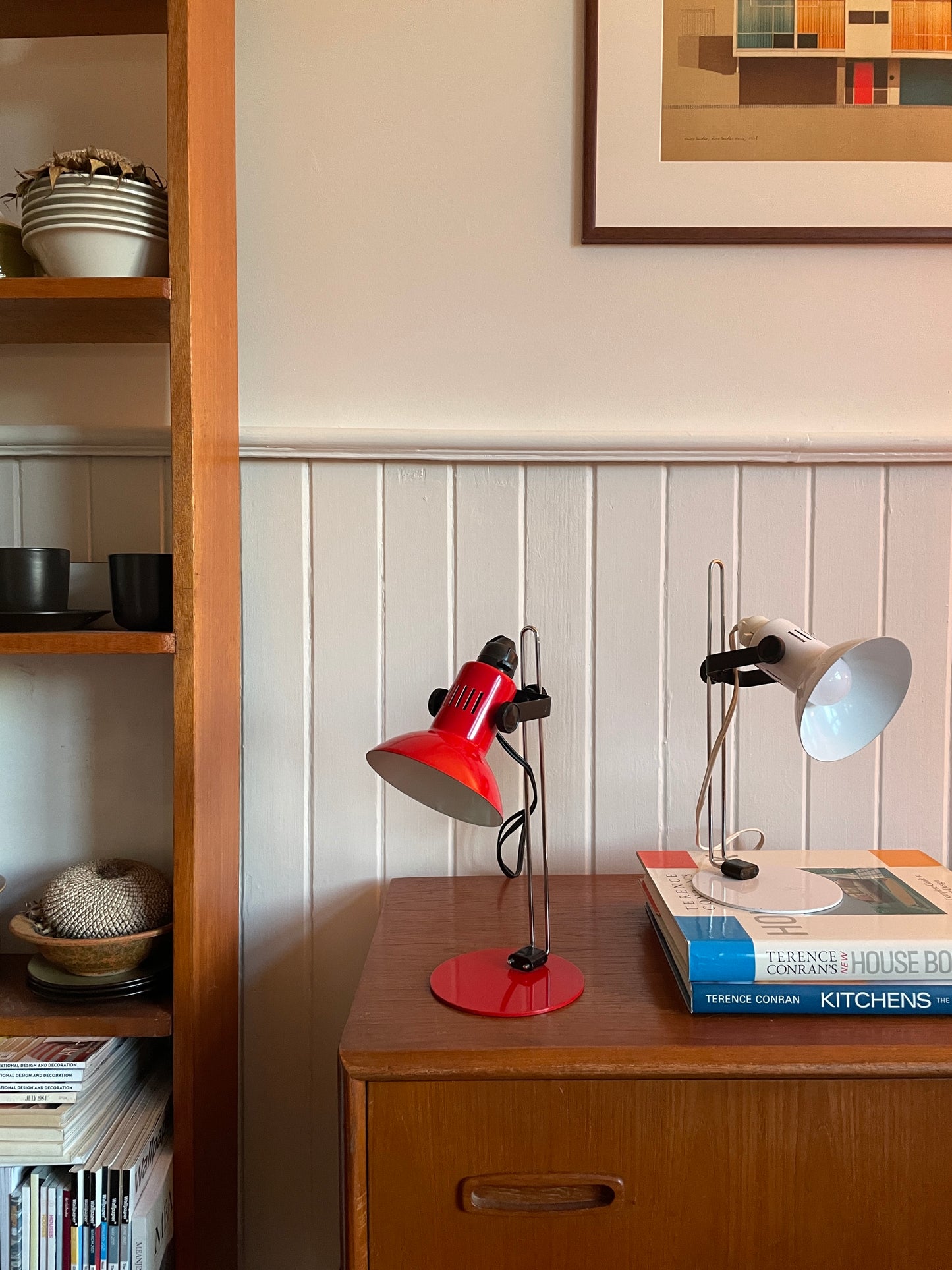 Vintage enamel desk lamps