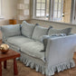 Blue Linen Ruffle Sofa