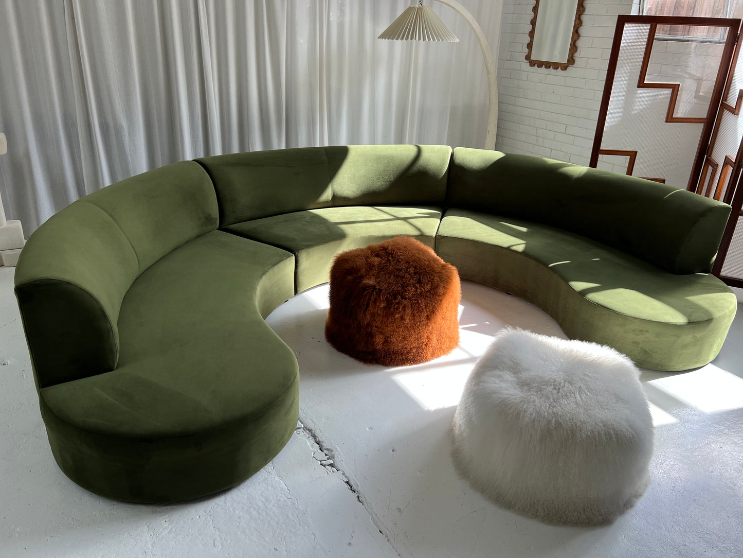 Bespoke Green Curved Modular Sofa