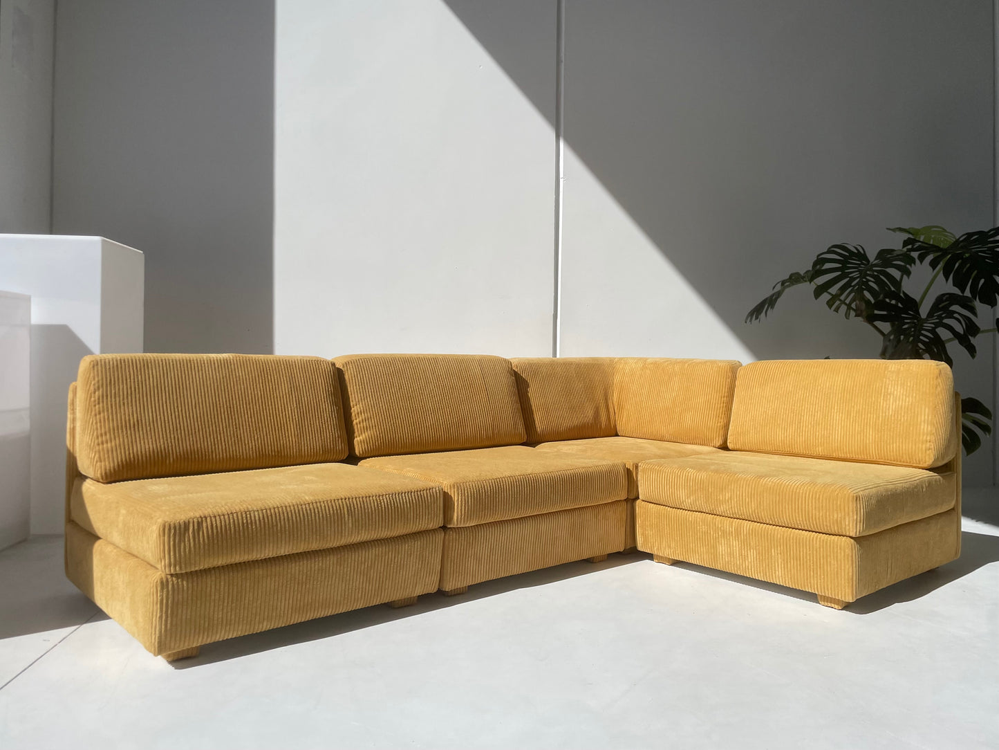 Yellow Corduroy Modular Sofa