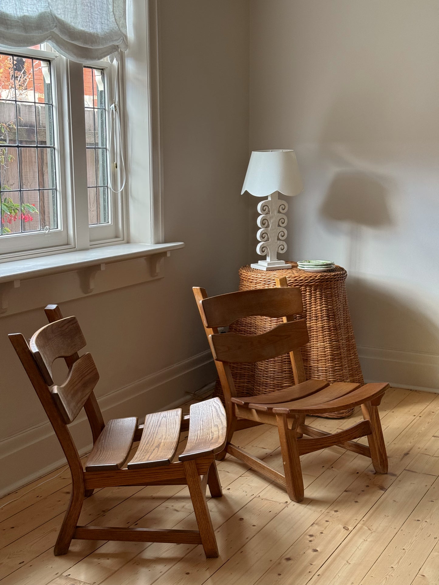 Pair of Brutalist Oak Chairs by Dittmann & Co, Netherlands, 1960's