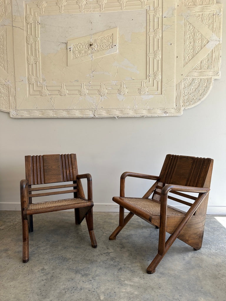 Vintage Burmese Teak and Rattan Easy Chair - Two Available