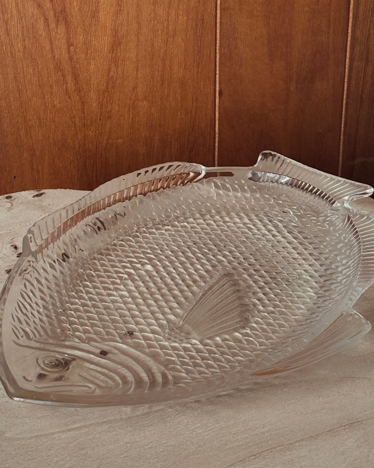 Vintage USA Pressed Glass Fish Serving Plate