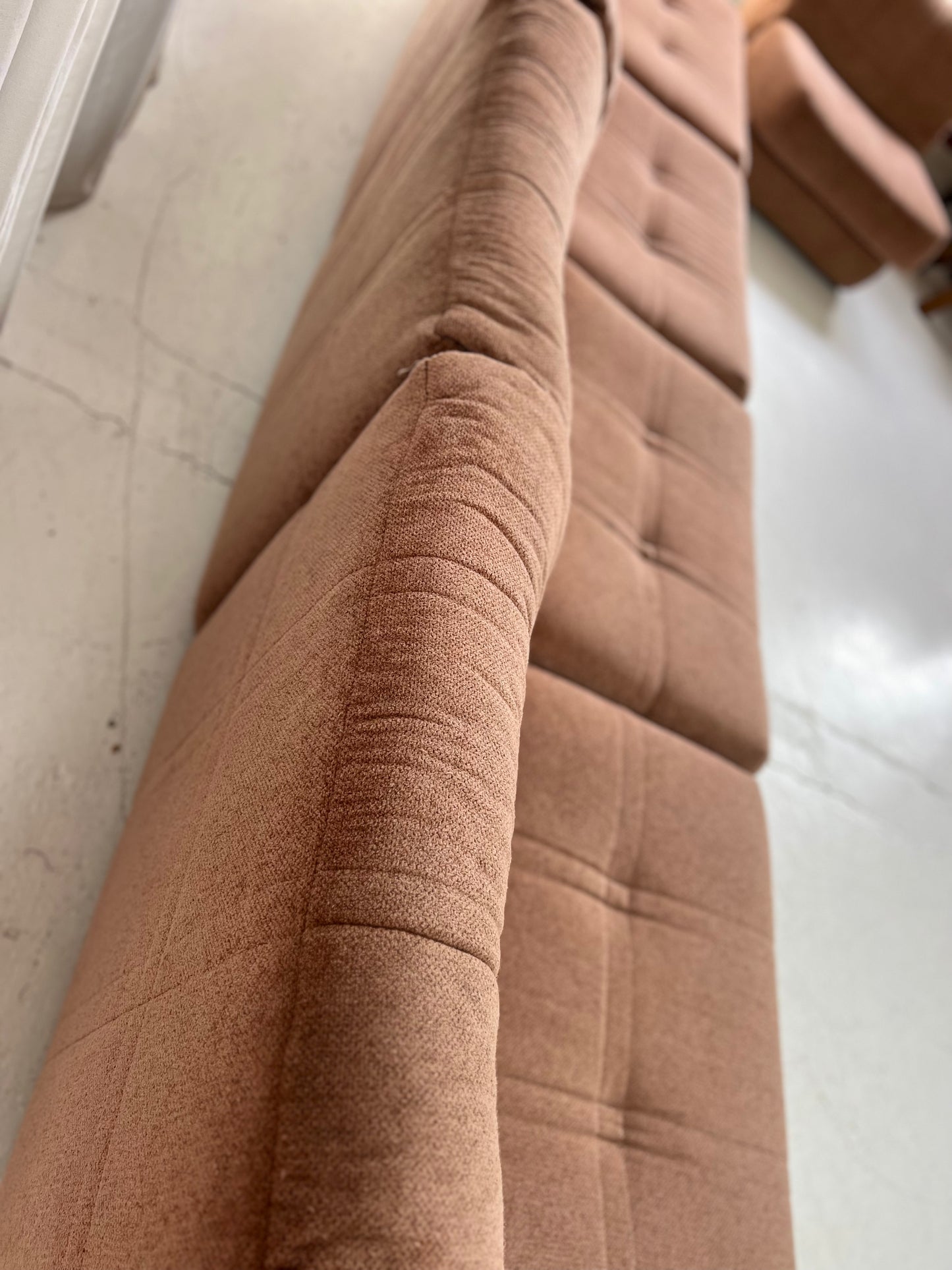 Vintage Dusty Pink Chenille Modular Sofa
