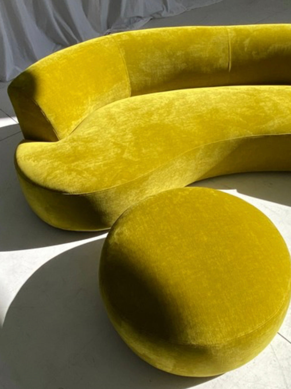 Large Bespoke Chartreuse Sofa with Ottoman