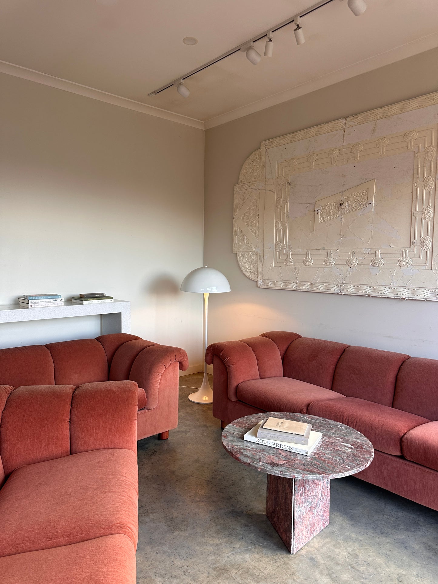 Vintage Dusty Pink Custom Made Sofas, 80's