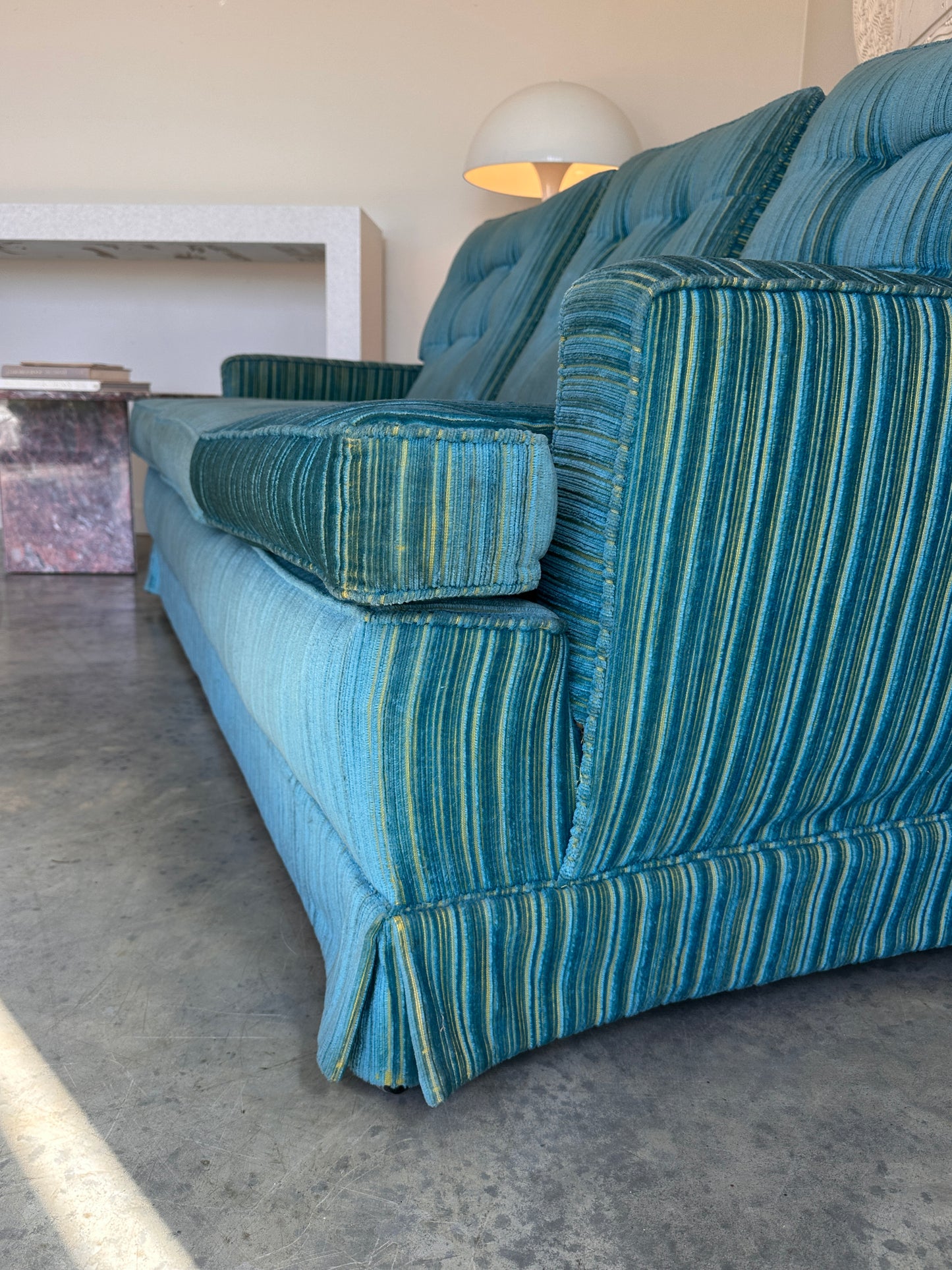 Vintage Blue / Green Striped Midcentury Sofa, 60’s