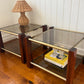 Pair of vintage timber and brass side tables