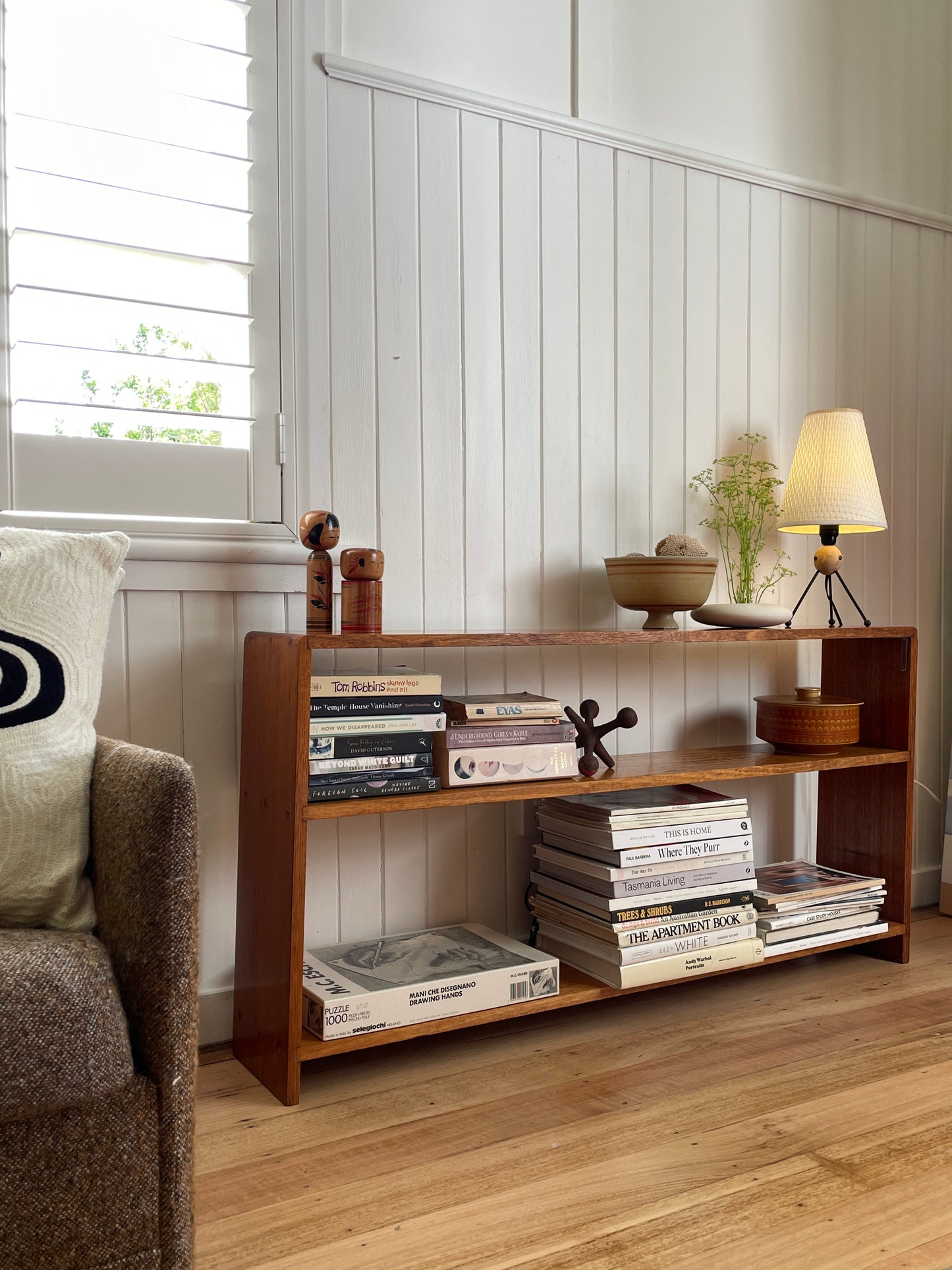 Vintage timber book shelf