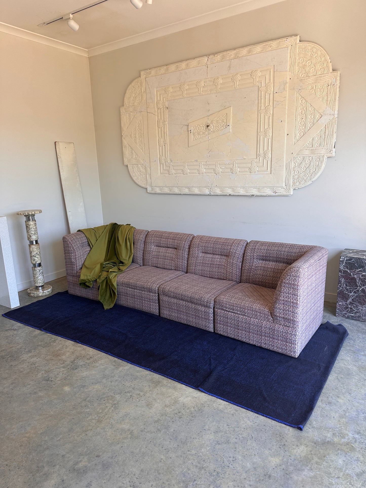 Vintage Pink Tweed Midcentury Modular Sofa, 60’s