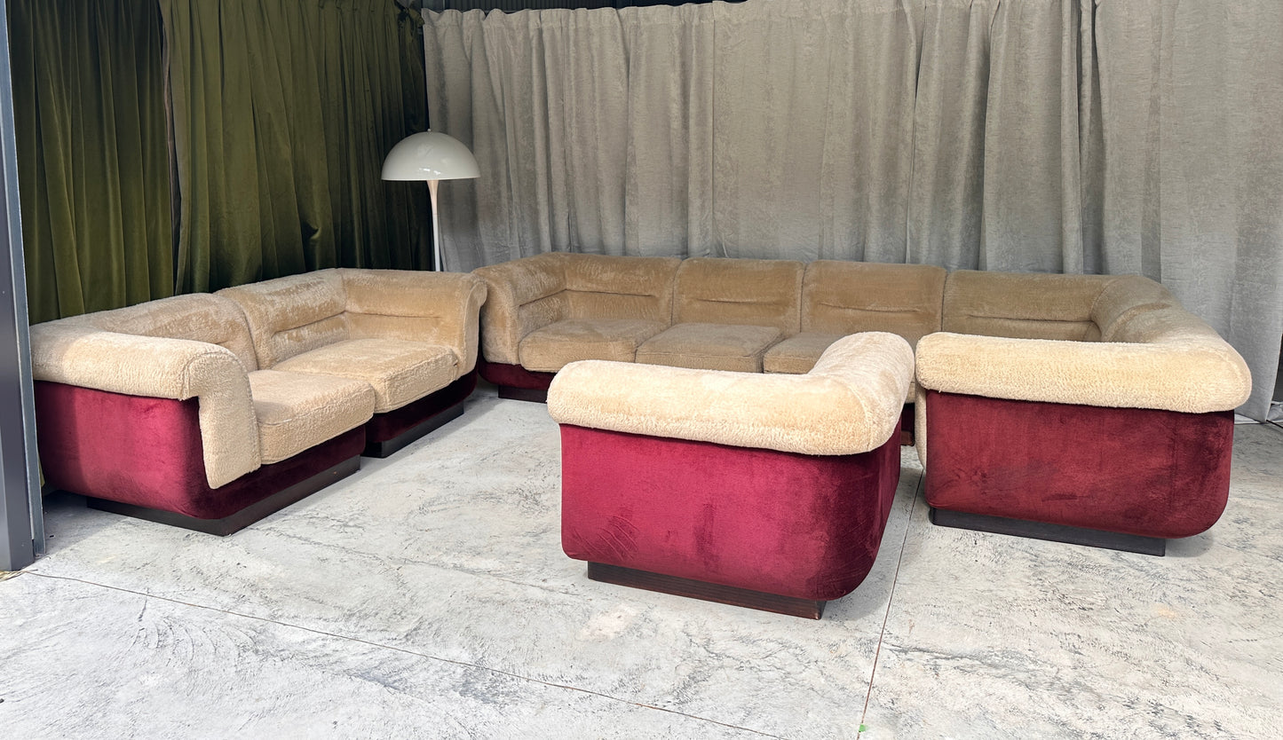 Vintage 8 Piece Fluffy Vanderoza Modular Sofa, 70’s