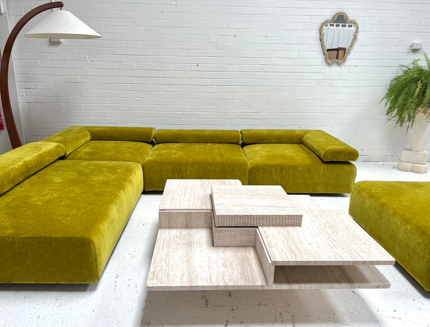 Bespoke Chartreuse Velvet Modular Sofa Set