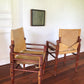 - Vintage Tan Leather Safari Chair - Two Available