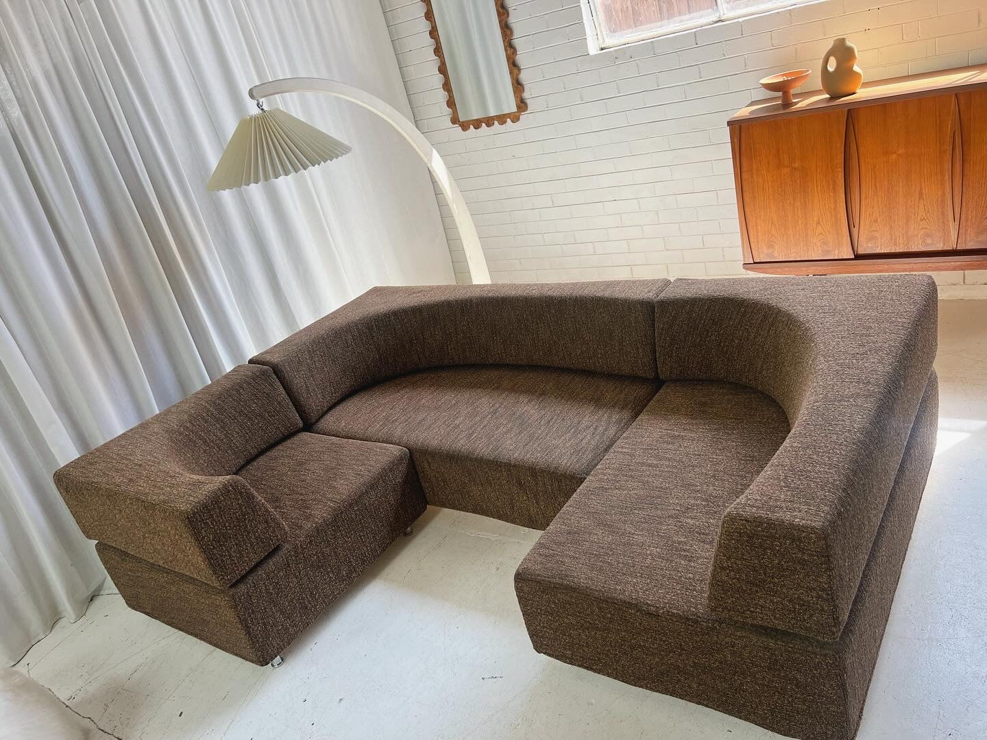 Vintage Italian Designer Chunky Boucle Modular Sofa