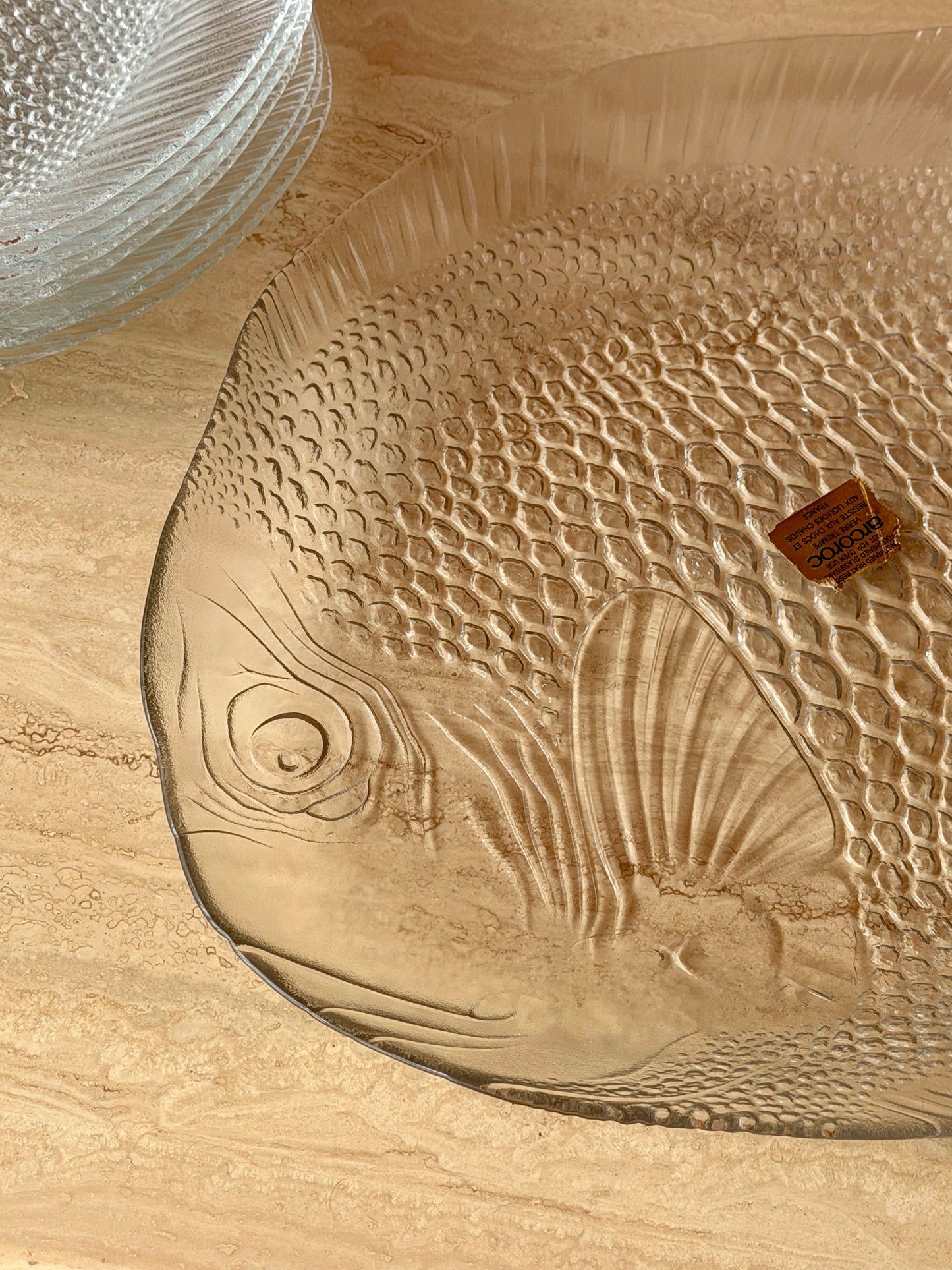 Rare Arcoroc France “poisson” fish dish glassware