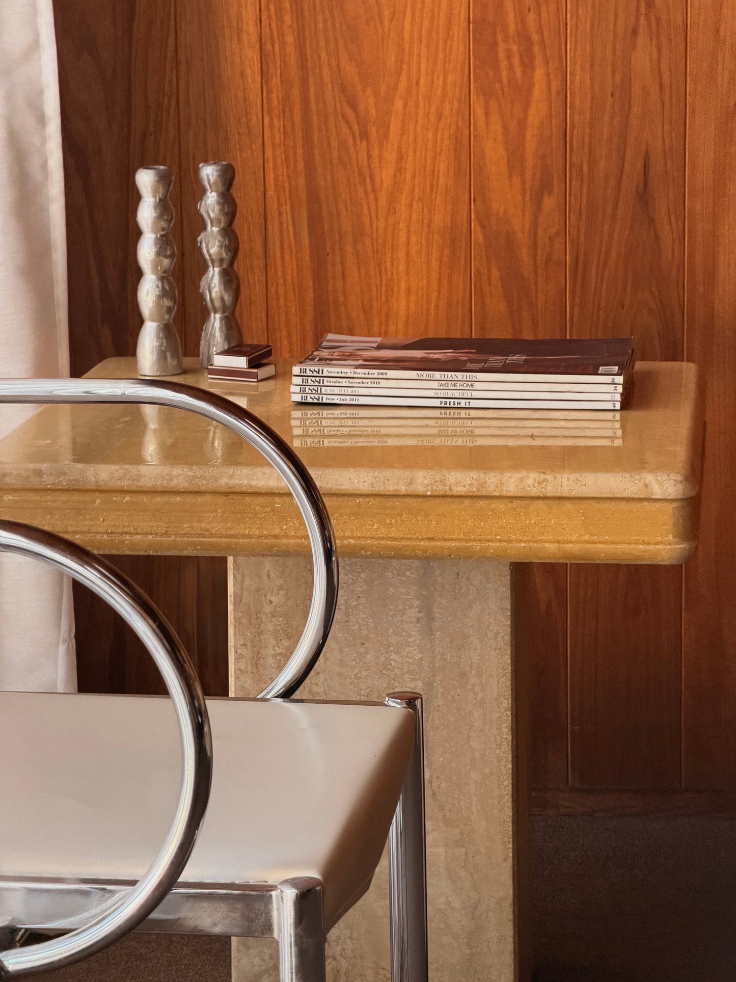 Pair of Vintage Italian Travertine Tables