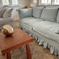 Blue Linen Ruffle Sofa