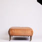 Leather Ottoman with Turned Legs & Castors