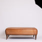 Leather Ottoman with Turned Legs & Castors