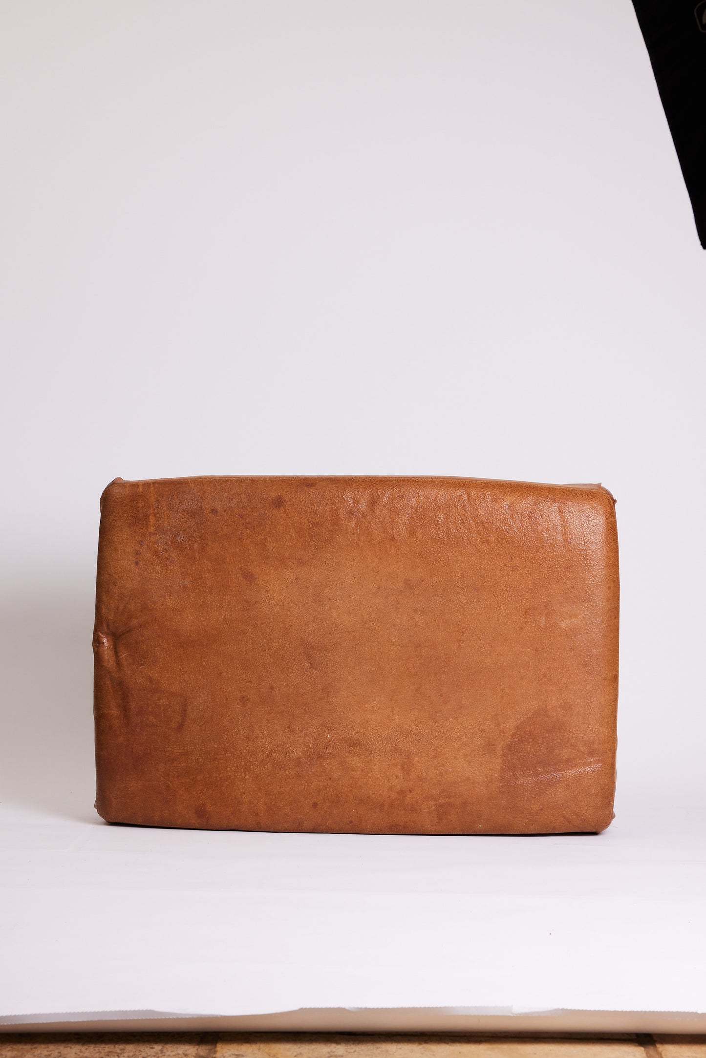 Leather Ottoman with Turned Legs & Castors