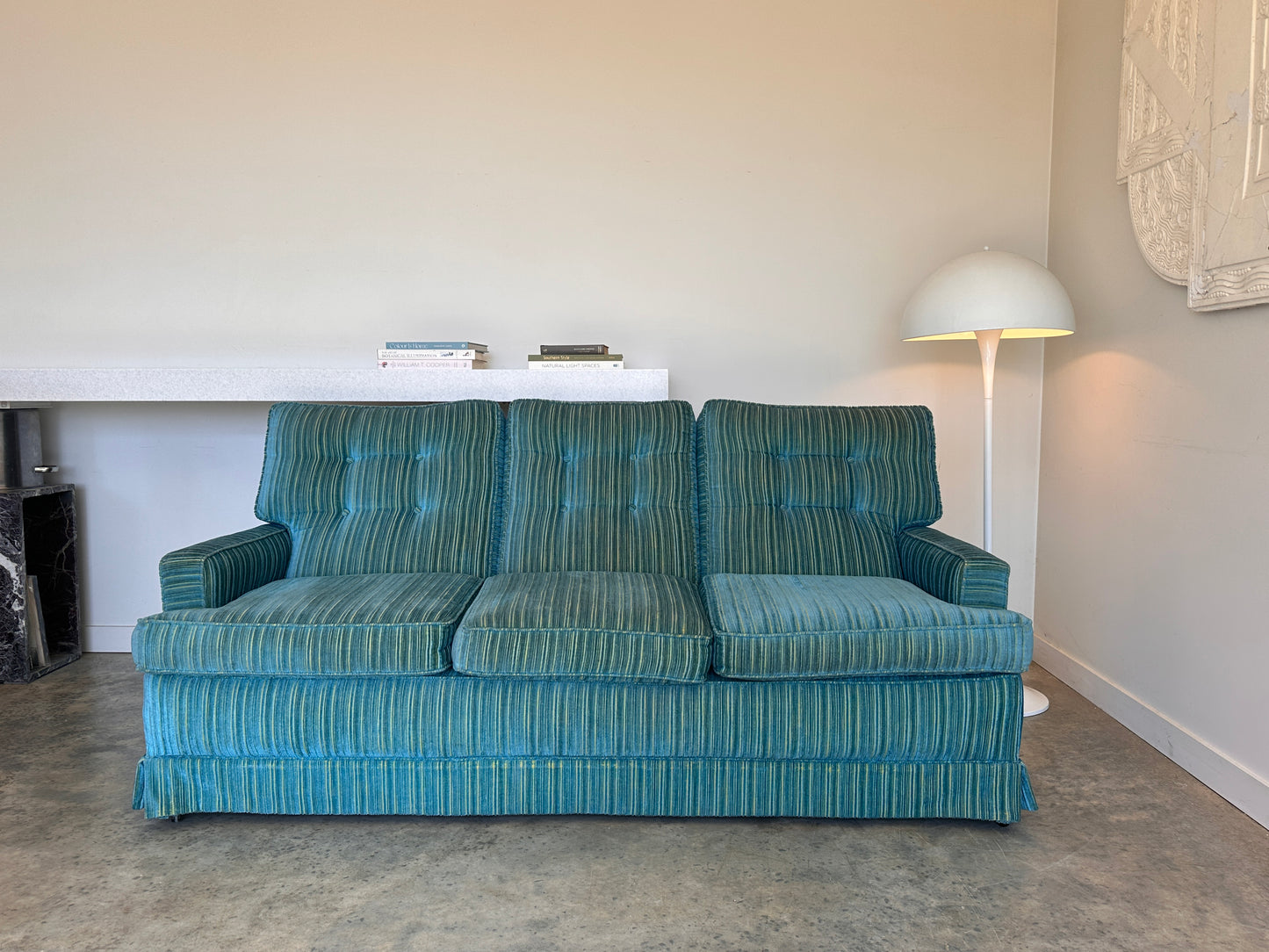 Vintage Blue / Green Striped Midcentury Sofa, 60’s
