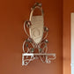 Vintage Tole Hand Painted Mirror with Shelf