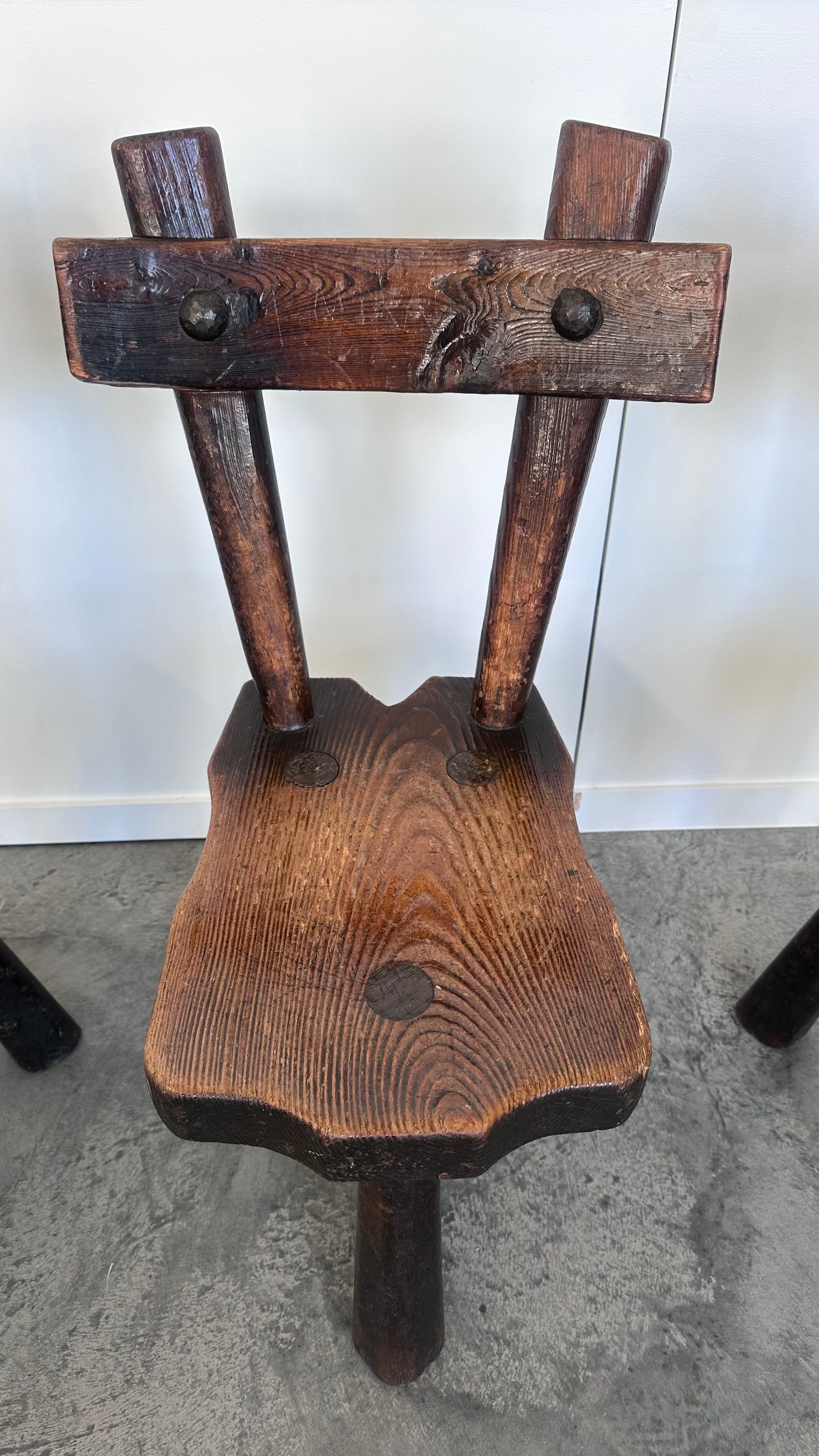 3 French Brutalist Ebonized chairs