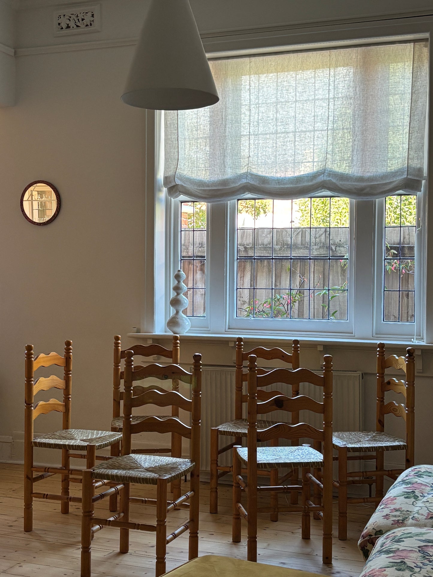 Set of Six Vintage Pine Dining Chairs