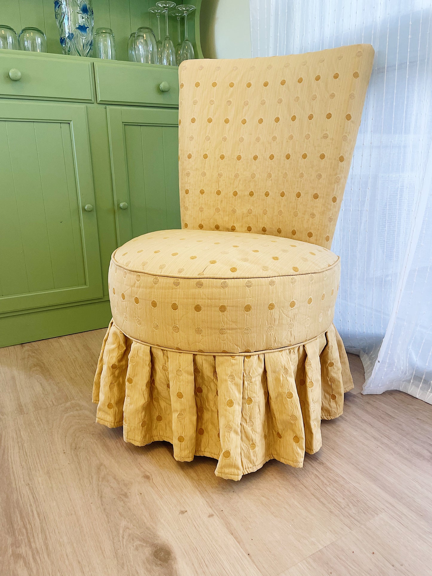 Vintage Upholstered Occasional Chair with Skirt Base